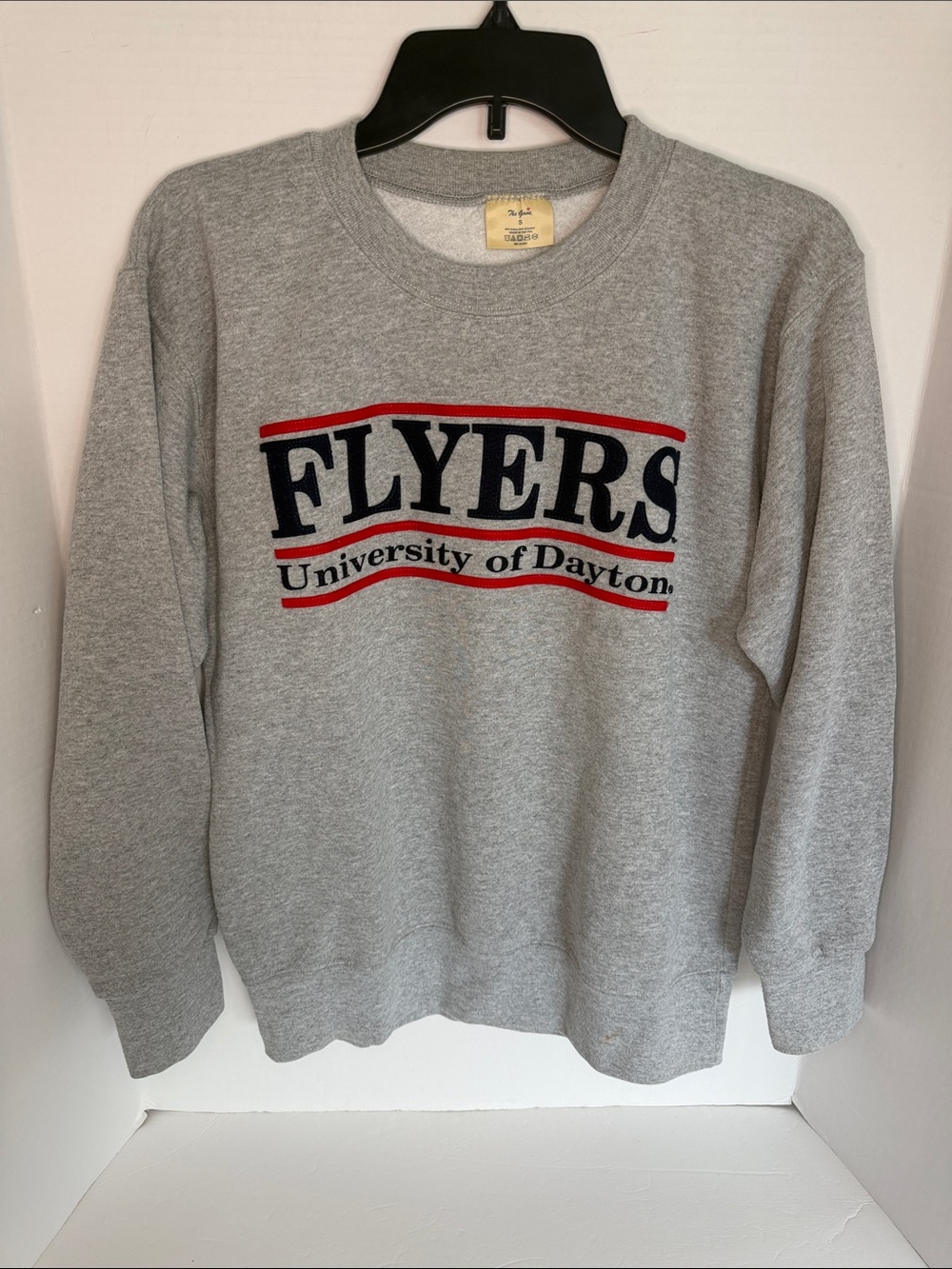 University of Dayton Flyers Gray Crewneck Sweatshirt w/felt lettering Mens Small